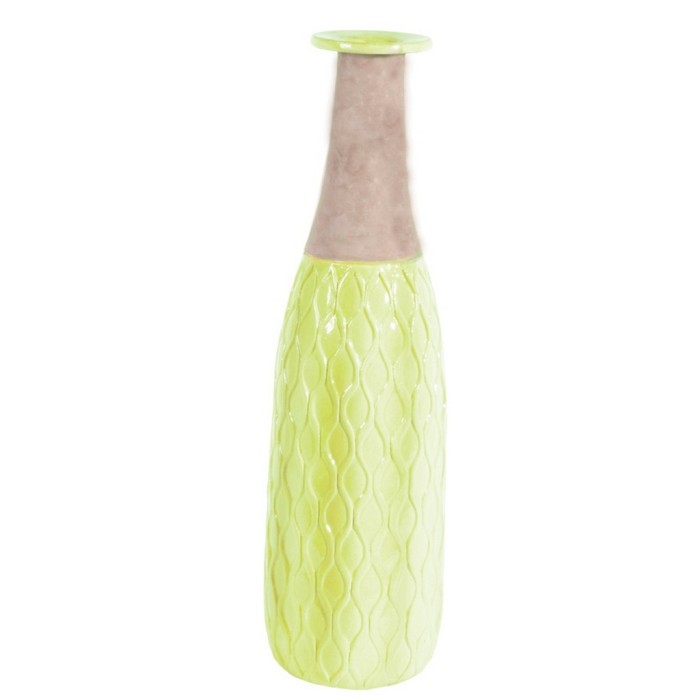 Fair Trade Ceramic Vase in Yellow Lime 